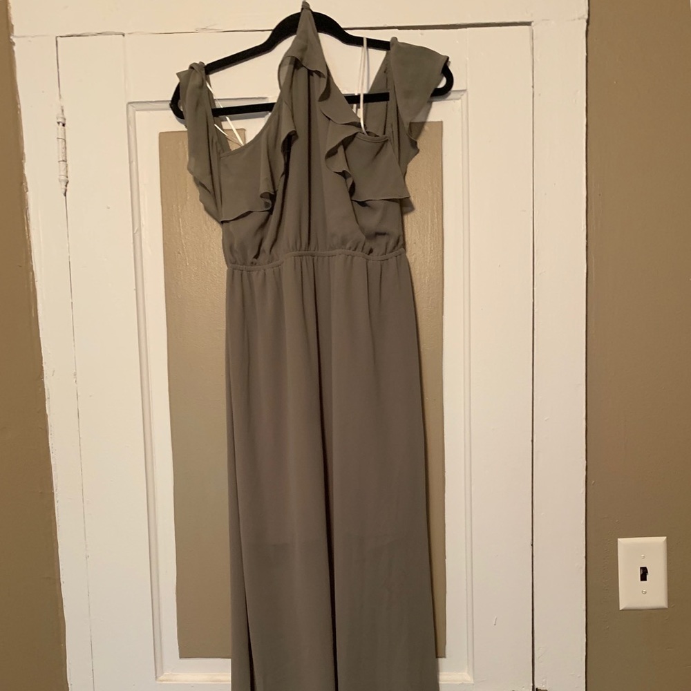 Olive Ruffle Maxi Dress